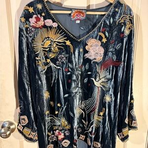 Johnny Was Multicolor Embroidered Blouse